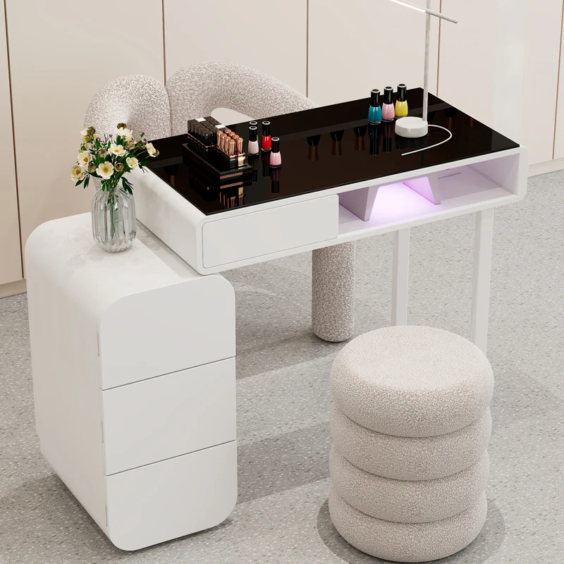 

Набор столов и стульев для ногтей в кремовом стиле, японский одинарный и двойной маникюрный светильник, роскошная коммерческая мебель Mesa Plegable Rosa