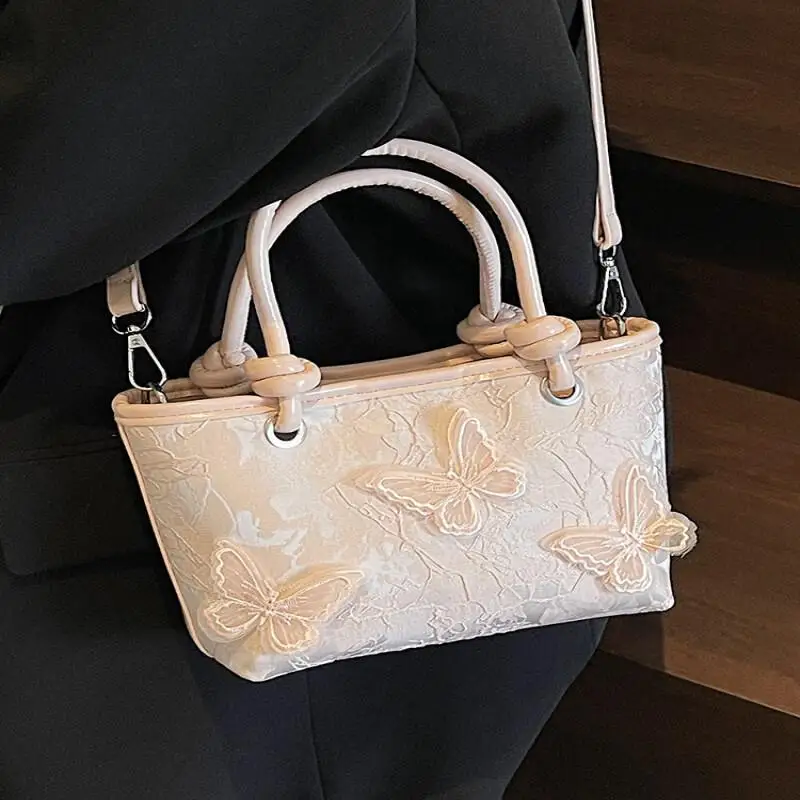 

Embroidery Butterfly Retro New Girl Fashion Handbag Petite Large Capacity Casual Multi-Functional Crossbody Cute Storage Bag