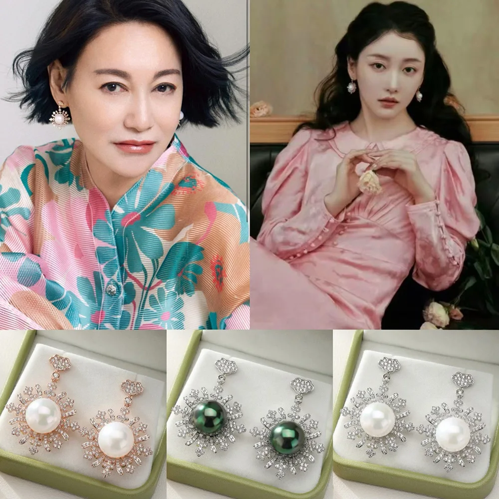 

missvikki New Opal Pearl Pendant Earring for Woman Full Micro CZ Cubic Zircon Famous Luxury Charm Daily Wedding Bohemia Earrings