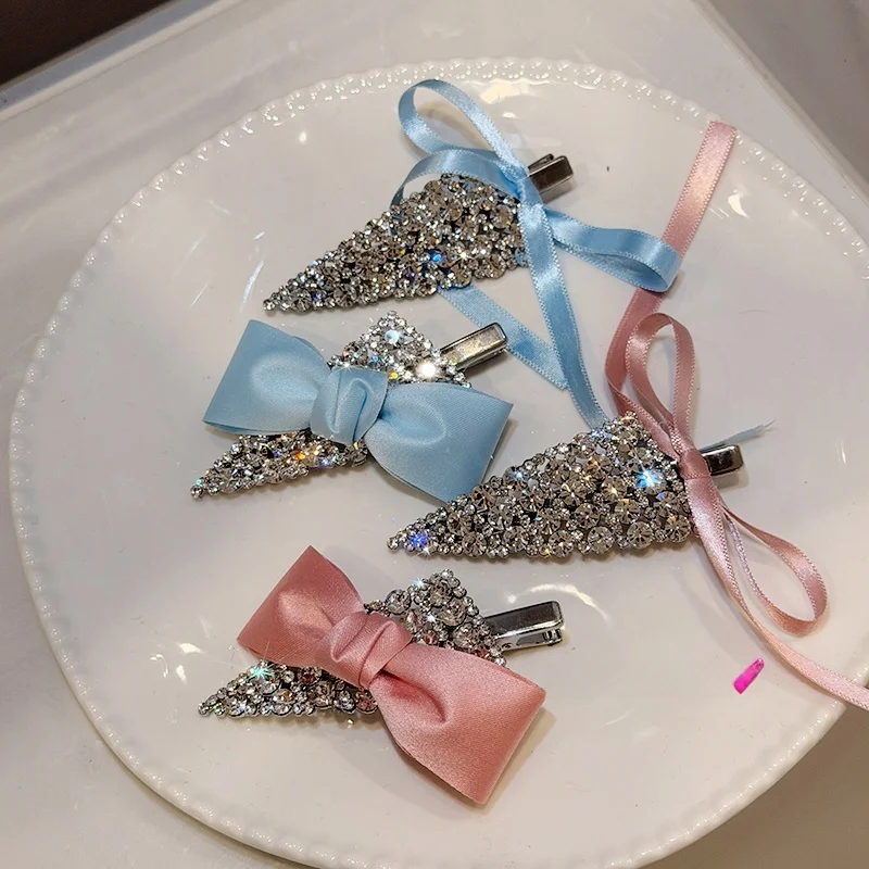 kracc-プリンセスパレス厚い金属ホワイトダイヤモンド三角形サッシュヘアクリップ韓国スタイルのファッションジュエリーヘアアクセサリー