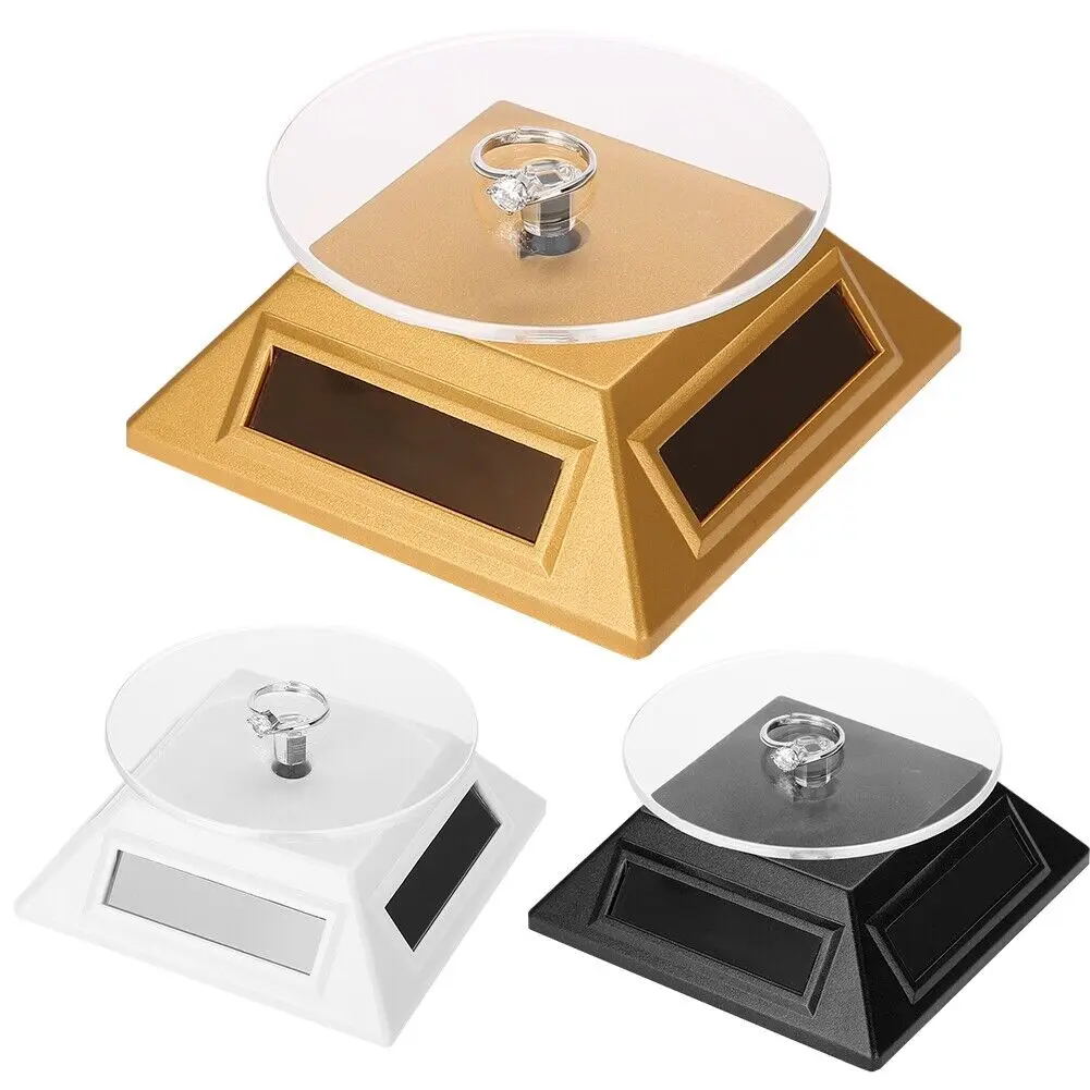 Jewelry Display Stand Solar Showcase Degrees Turntable Rotating Jewelry Organizer Display Stand Plastic Display Cases