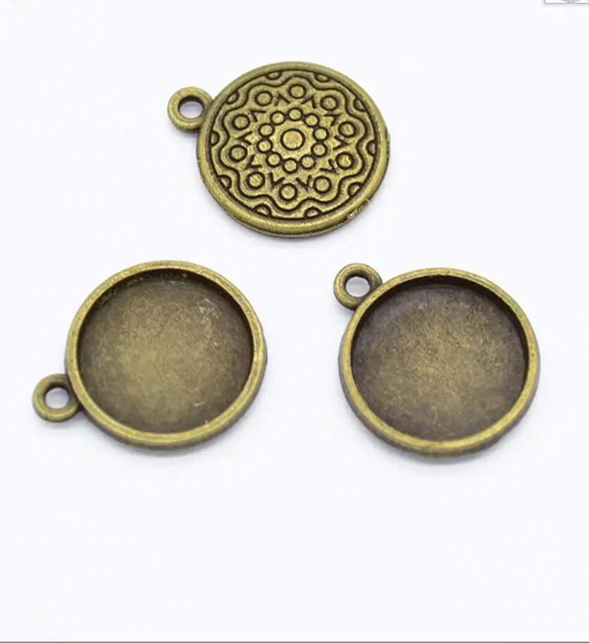 10pcs 14mm Inner Size Classic  Plated One Sided Single Hanging Simple Style Cabochon Base Setting Charms Pendant F0611