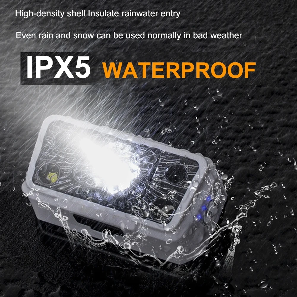 IPX5 Headlight USB Rechargeable Powerful Sensor Headlamp Waterproof Dual G18 5 Mode Spotlight Outdoor Fishing Night Light