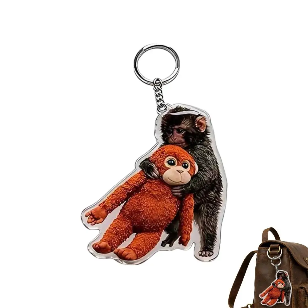Hot Protect Punch The Monkey Punch Monkey Plush Doll Cute Anime Peripherals Toy Birthday Christmas Gift Acrylic 2D Keychain
