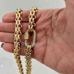 Colar de Corrente Multilink para Mulheres, Mosquetão Cubic Zirconia, Bloqueio Parafuso, Gargantilha Fecho, Acessório Designer, Jóias de Aço Inoxidável, 10Pcs