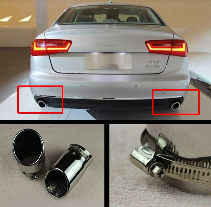 

For Audi A6 2009-2016 Stainless Steel exhaust muffler tip Pipe Car Accessories Stickers
