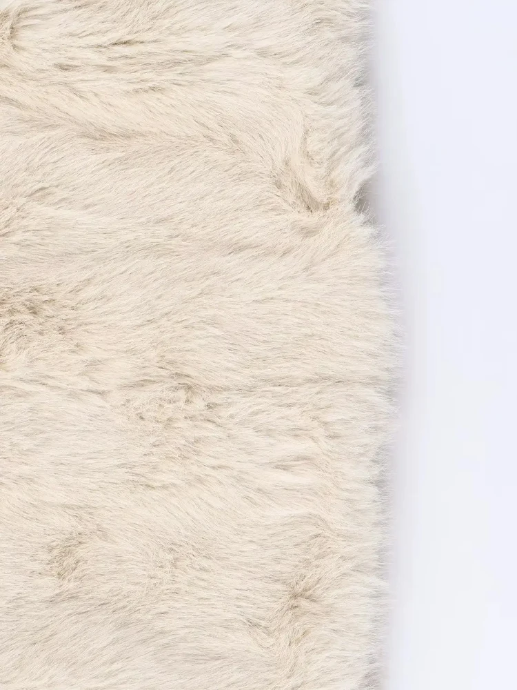 HH جديد أزياء المرأة الشتاء سترة دافئة مع الفراء الاصطناعي بأكمام طويلة نصف بلون معطف قصير سترة فضفاضة غير رسمية #1