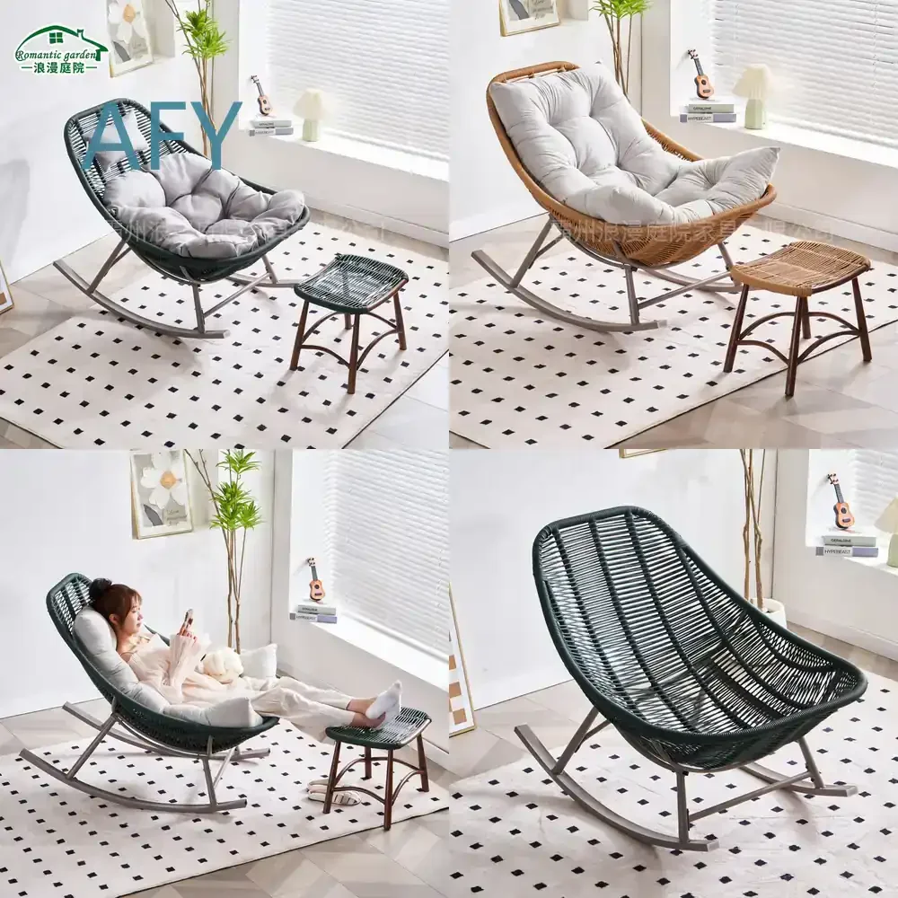 Wicker Chair for Balcony Relaxation with Backrest for Home Use Comfortable Single Creative Small Woven Lazy Lounge Chair for