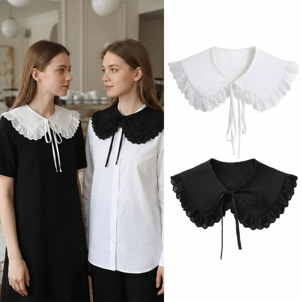 Elegant Lace False Collar Sweet DIY Decorative Lace Neckline Adjustable Soft Blouse Shoulders Fake Collar Clothes Accessory