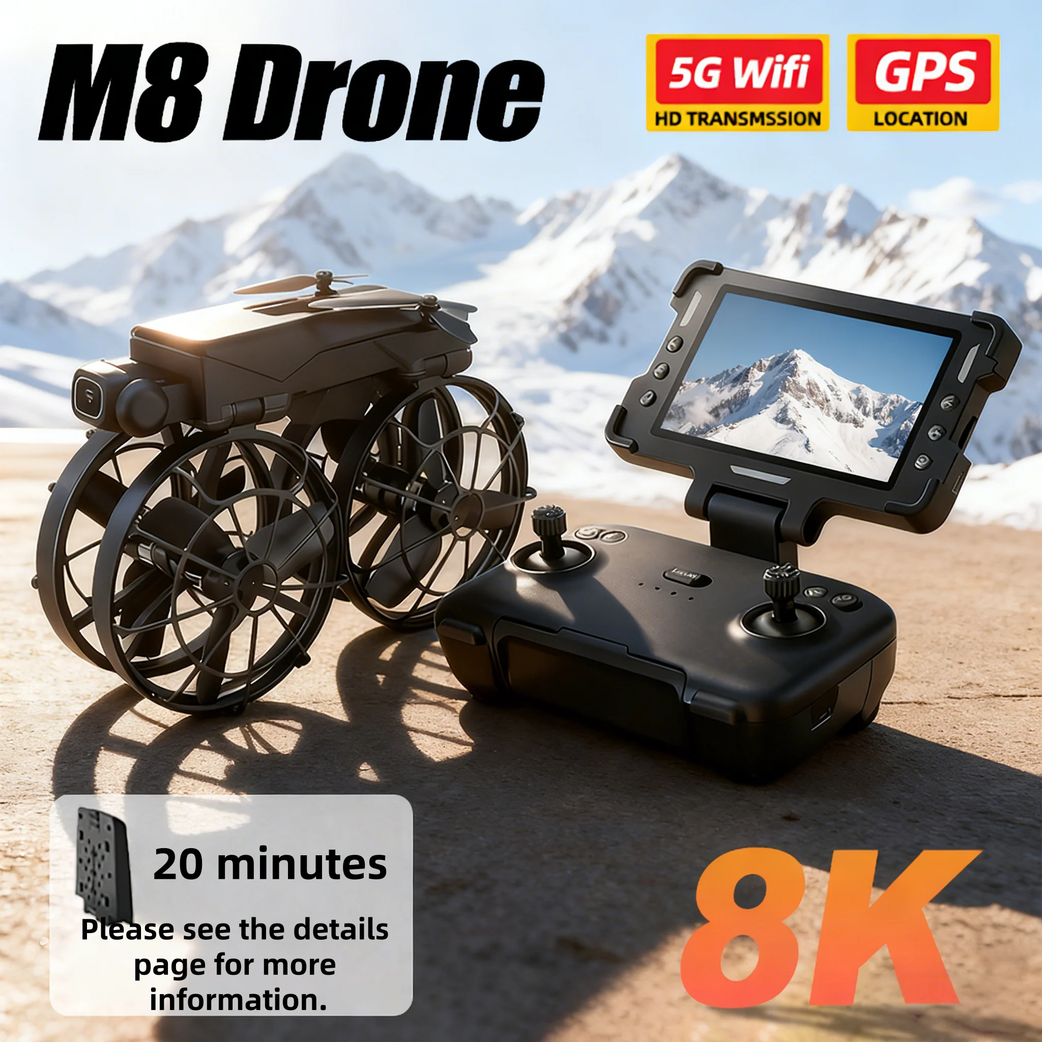 Untuk Xiaomi M8 RC Drone Lipat dengan Layar 8K Motor Tanpa Sikat Profesional HD Kamera Ganda WIFI Penghindar Rintangan Quadcopter Mainan