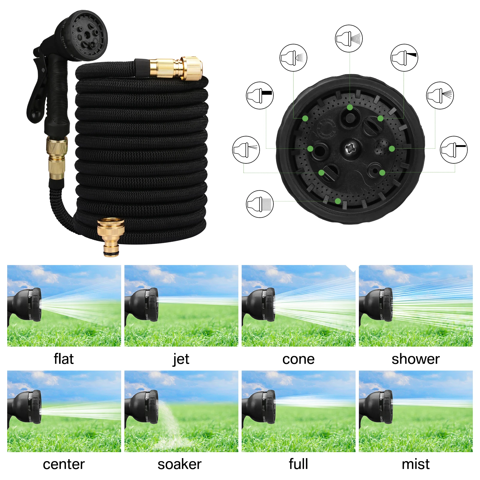 25FT-150FT Expandable Water Hose Flexible Lightweight PVC Garden Hose for Watering Car Wash Lawn & Yard Farm Irrigation Pipes