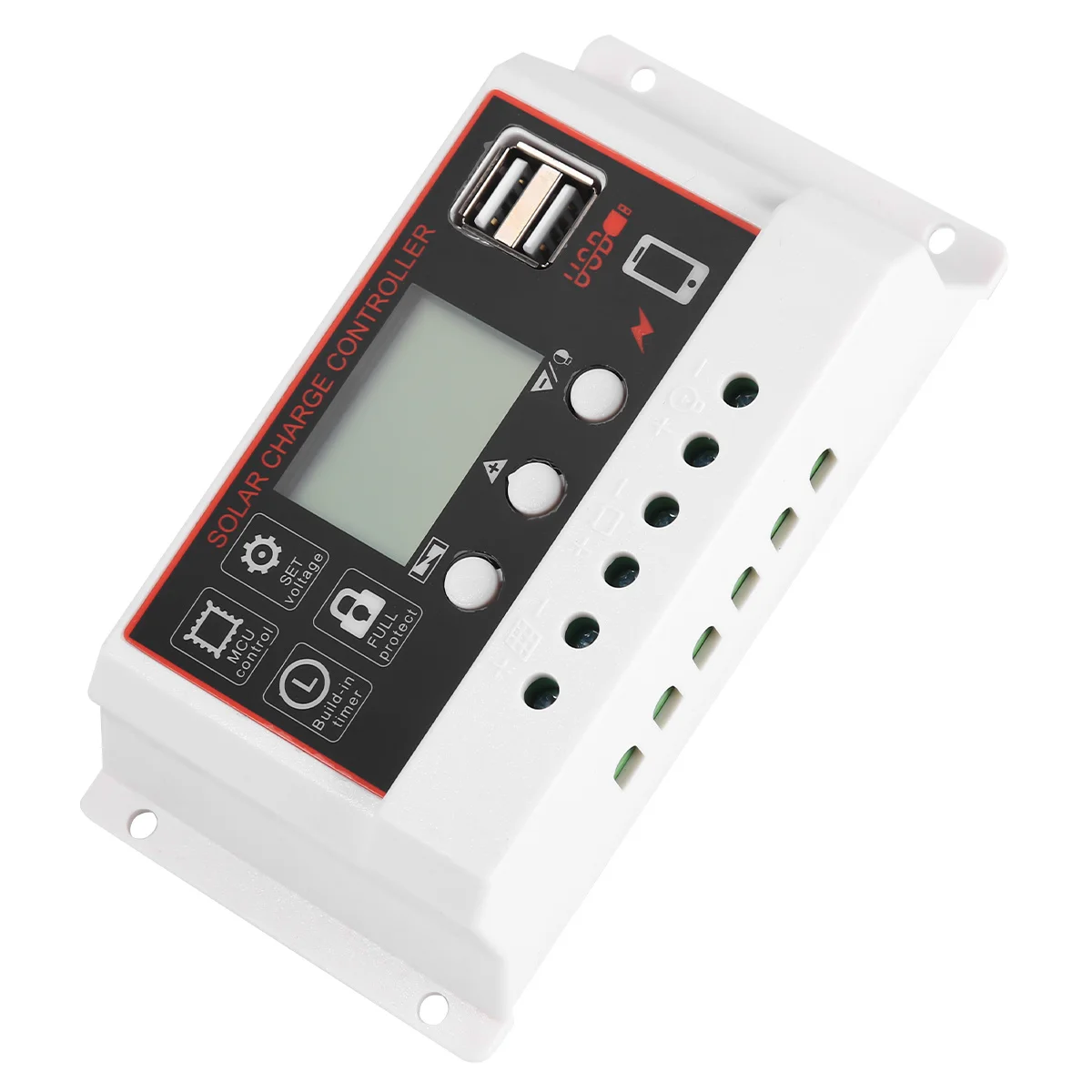 

30a 12V Solar Charge Controller Digital Regulator with Timer Lithium Ion Compatible Solar Panel Controller