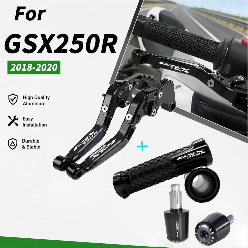 For GSX250R GSX 250R GSX 250 R 2018 2019 2020 Motorcycle CNC Alumiunm Adjustable Brake Clutch Levers Handle Handlebar Grips Ends
