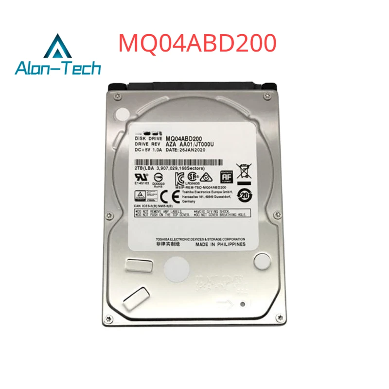 Disque dur interne pour ordinateur portable To Shiba, MQ04ABD200, 2 To, 5400 tr/min, 128 Mo de cache, SATA 6.0 Gbumental, 2.5"