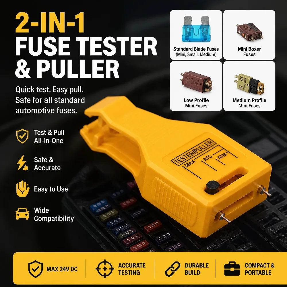 Multi‑Functional Fuse Checker Removal Tool with Test Light Car Blade Type Fuse Tester Puller for Vehicle Circuit Detection