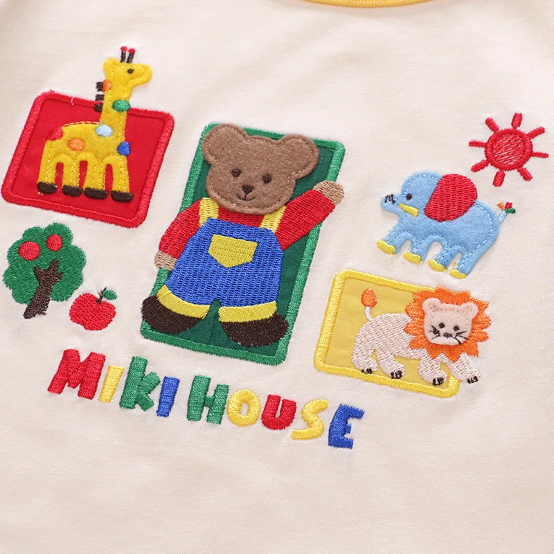 الأطفال الكرتون الطباعة الكاملة مع الربيع والخريف جديد الأولاد الكرتون لطيف الدب حديقة الحيوان طويلة الأكمام تي شيرت