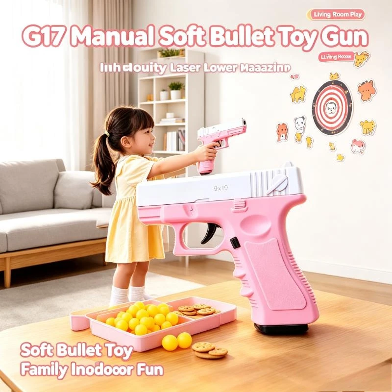Manual G17 Soft Bullet Toy Gun High Quality Laser Lower Magazine Kids Gift Outdoor Fun