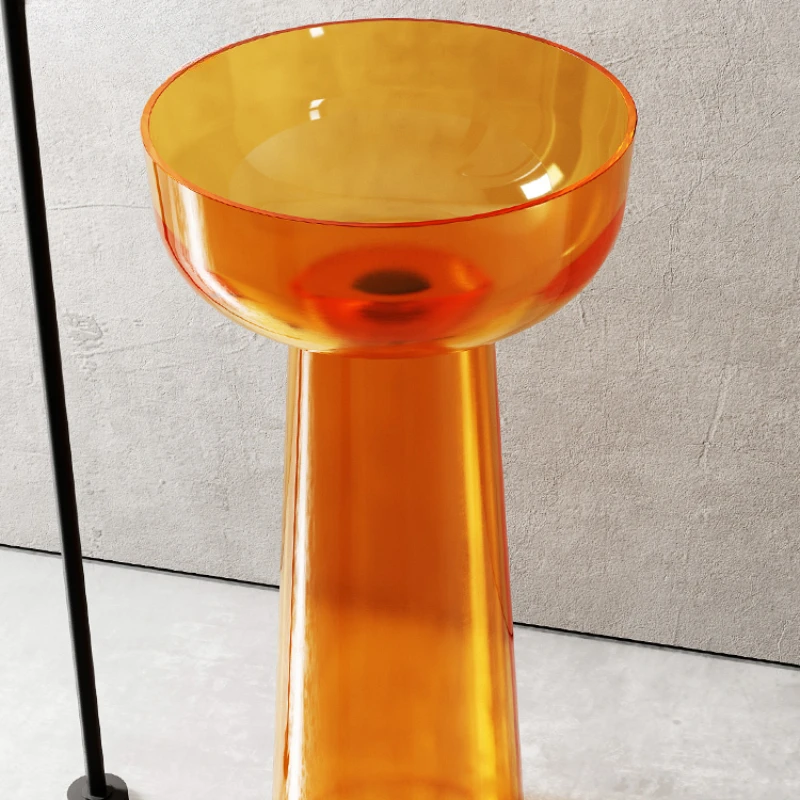 

Colorful transparent resin column basin column column round wash face hotel integrated floor hand washing