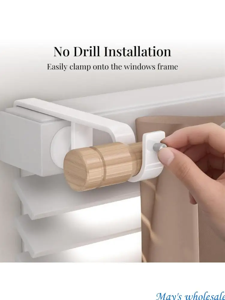 Curtain Rod Support Set 3 Pack Clamp On No Drill Double Mount for Apartment Window Privacy and Indoor Curtain Use 448A