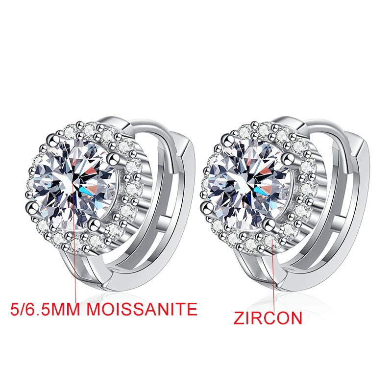 TFGLBU 0.5/1CT Solid 925 Silver Moissanite Hoop Earrings for Women Sunflower Ear Original Engagement Wedding Jewelry Wholesale