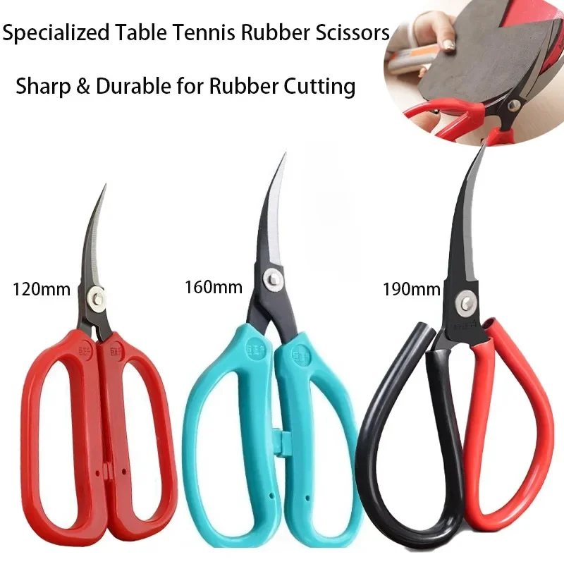 Professional Table Tennis Rubber Elbow Scissors Ping-Pong Bat Rubber Cutting Scissors Sharp Cutter with Ergonomic Handle Design