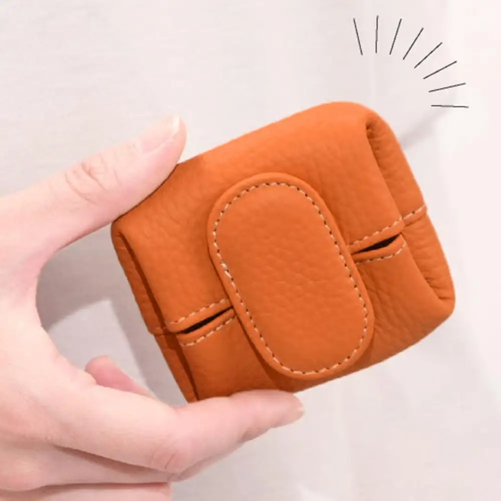 Solid Color Coin Pouch Waterproof Faux Leather Coin Purse With Press Button Closure Key Headphones Storage Bag Jewelry Organizer