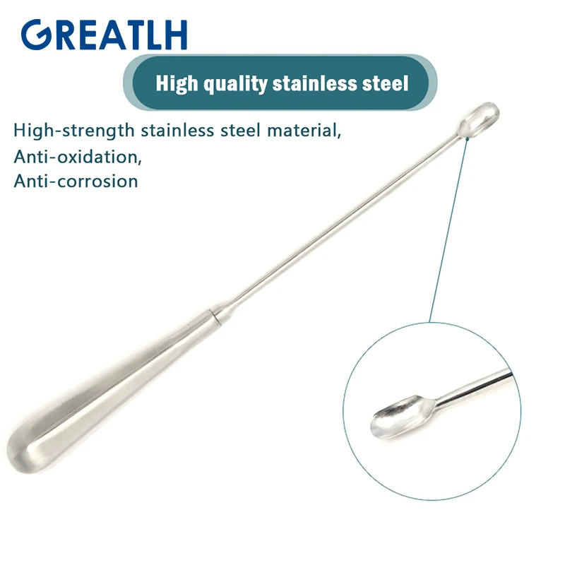 1pcs Medical Bone Curette Stainless Steel Spatula Bone Spoon Tools Veterinary Orthopedic Instrument pet