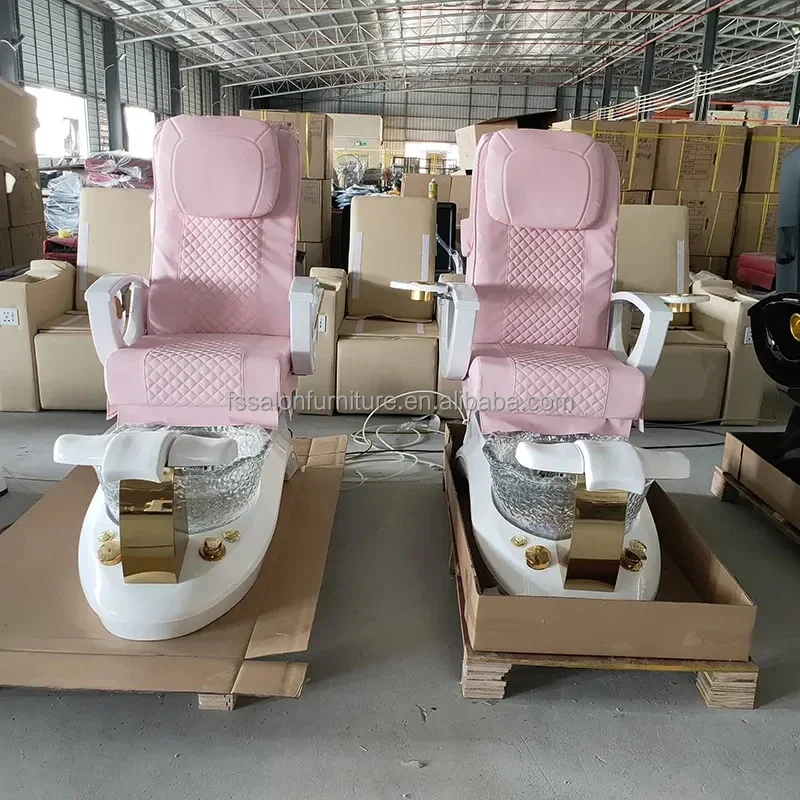 NailFengShengSalon Furniture Equipment White Golden Electric Reclining Massage Manicure Foot Spa Luxury Pedicure Chairs