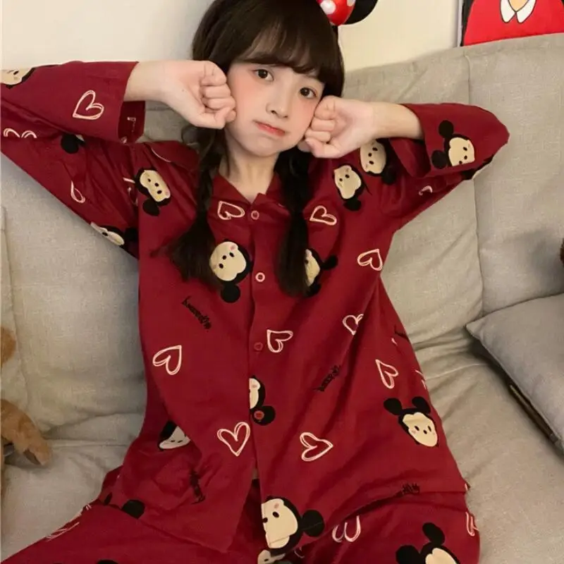Women's Spring and Autumn New Long Sleeved Trousers Pajamas Set Cartoon Women's Kawaii Home Wear Fashion Korean Two Piece Set