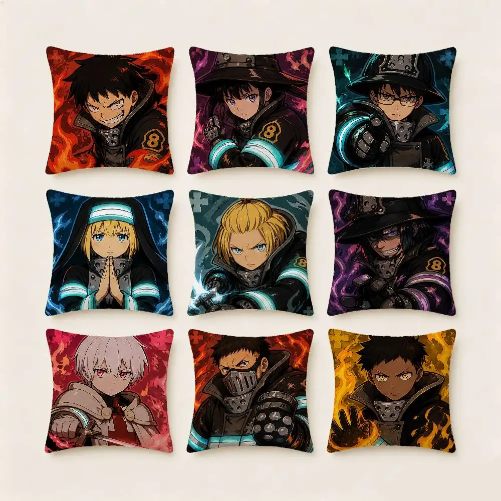 Fire Force Pillow Case Fashion Square Pillowcase Bedroom Sofa Room Ins Decoration Leisure