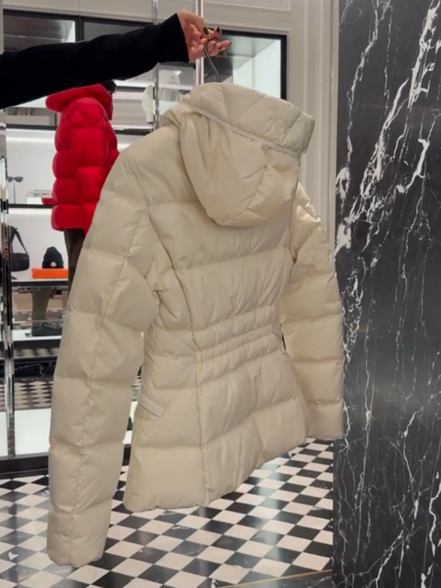 Ele White Puffer Jaet Women's Winter Coat High Waist Hooded Thiened Polyester Fiber Du down Commute Sle Regular Fit