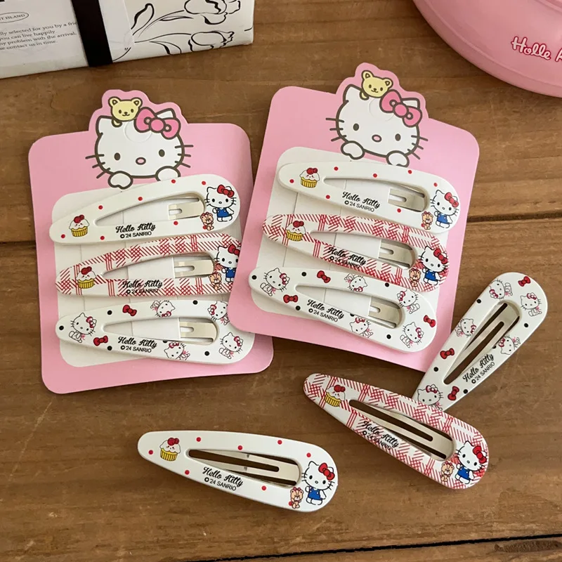 

Заколка для волос Sanrio Hello Kitty Dot Grid Series, милая и универсальная заколка для сломанной челки, изысканные ювелирные изделия, подарок для девочек