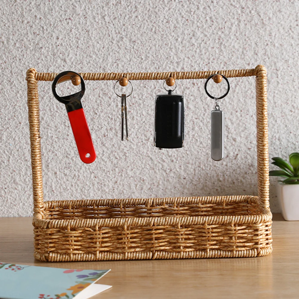 

Entrance Shelf Basket Home Decor Rattan Gum for Keys Entryway Table Storage Baskets