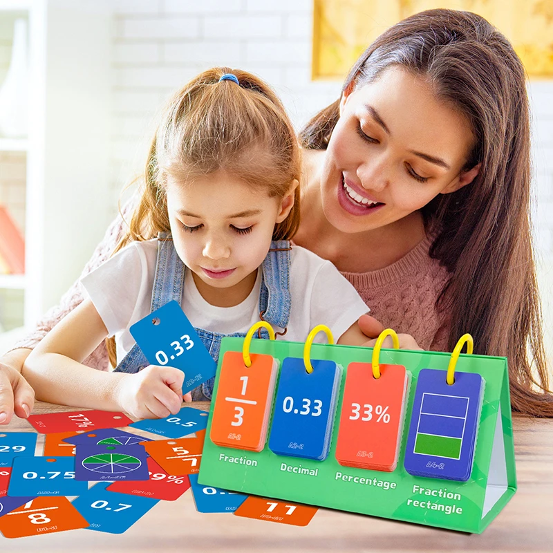 104PCS Decimal Fraction Percentage Conversion Cards Table Model Education Card Thinking Cognition Training Kids Educational Toys