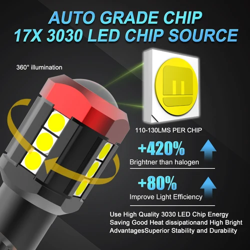 Imagen 2 del producto 2x W16W T15 bombillas LED 3030 Chip Canbus luz de respaldo LED 921 912 W16W lámpara de marcha atrás de señal de giro de coche blanco rojo amarillo