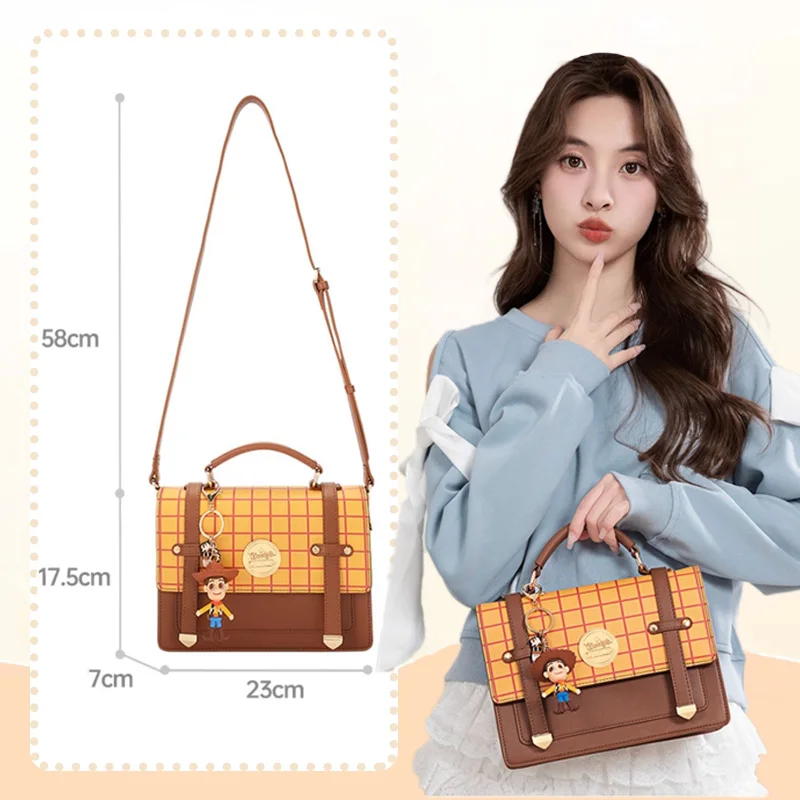 Original Disney Woody Postman Bag New Women Handheld Large Capacity Shoulder Crossbody Bag Cute Cambridge Bag With Pendant