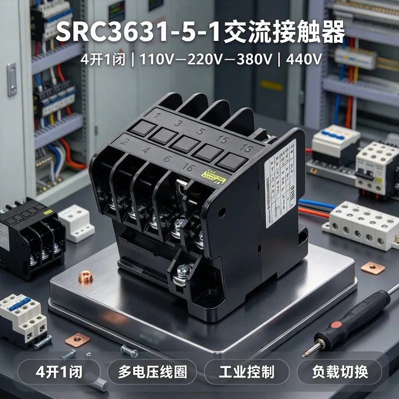 AC Contactor SRC3631 5 1 4 Open 1 Close 110V 220V 380V 440V Electric Power Control Switch Component