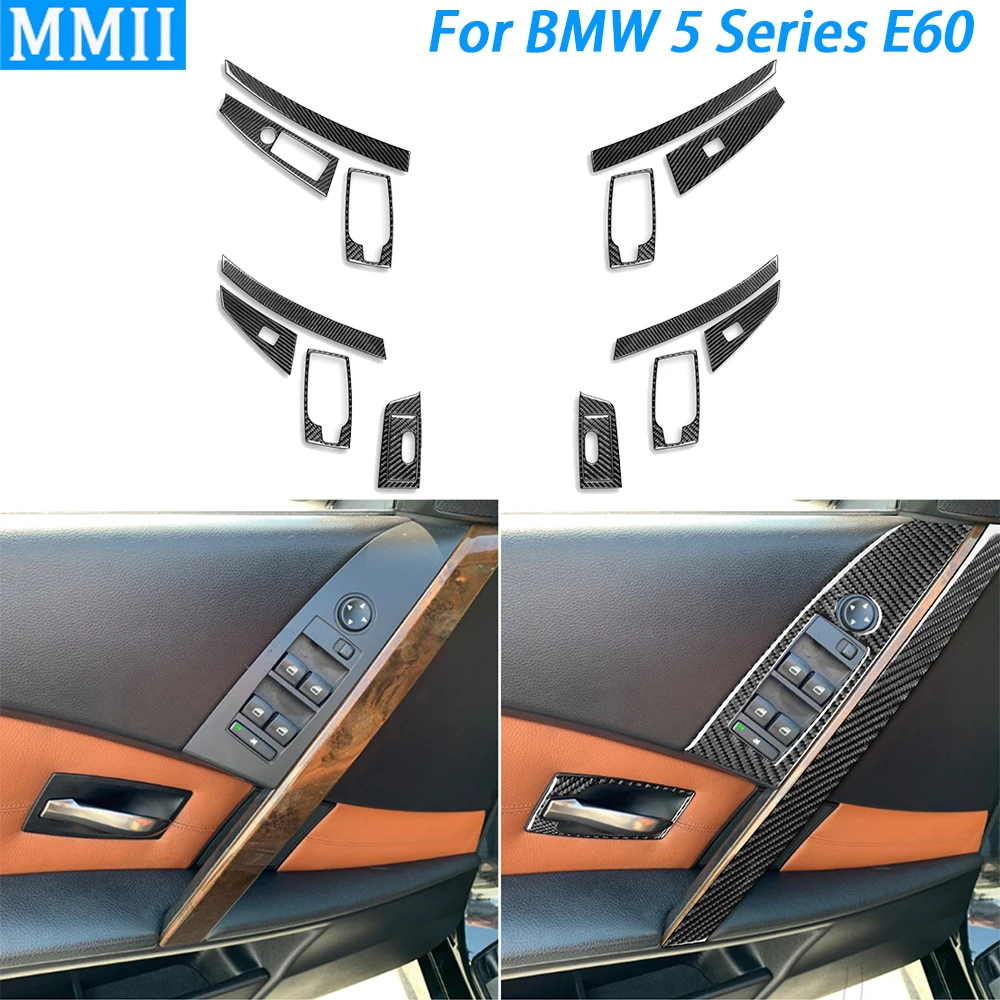 

For BMW 5 Series E60 2004-2007 Carbon Fiber Door Inner Handle Window Lift Control Panel Suits Car Interior Decoration Sticker