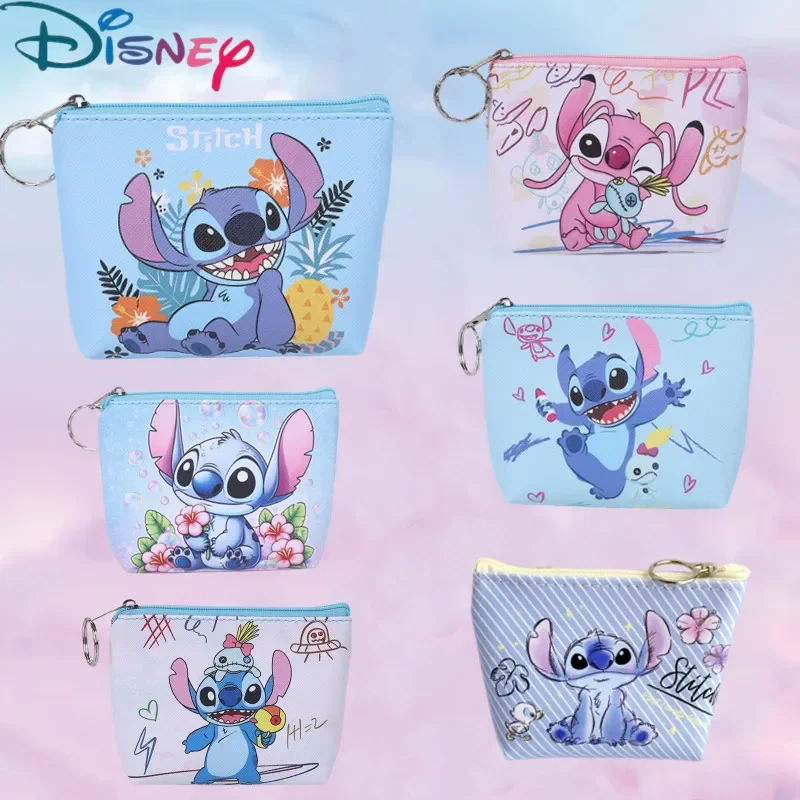 New Disney Stitch Coin Purse Cartoon Anime Pu Key Case Coin Storage Bag Children Wallet Mini Clutch Christmare Gifts for Kids