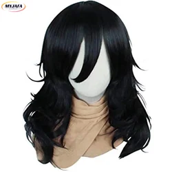 Shouta Aizawa Cosplay Wig 45cm Black Curly Wavy Heat Resistant Synthetic Hair Anime Wigs + Wig Cap