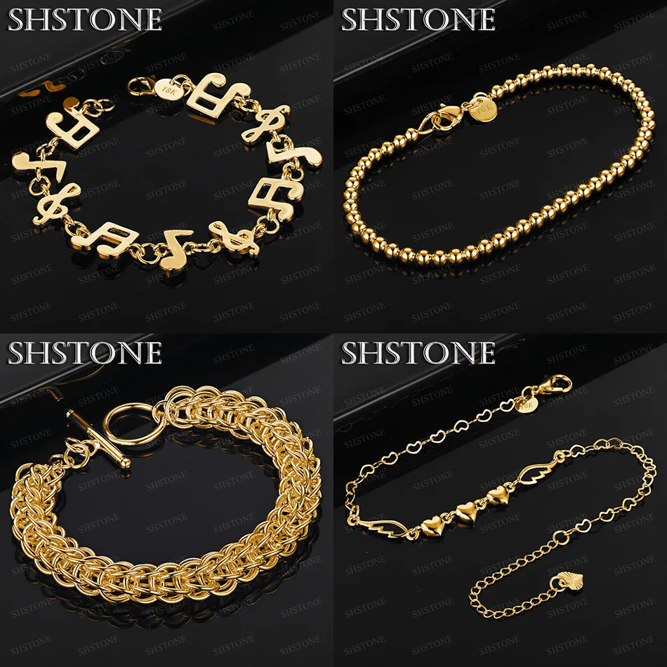 

20cm Chain 18k Gold Multiple Circles Chain Note Heart Beads Bracelet Fashion Party Charm Wedding Beautiful Classic Jewelry Gift