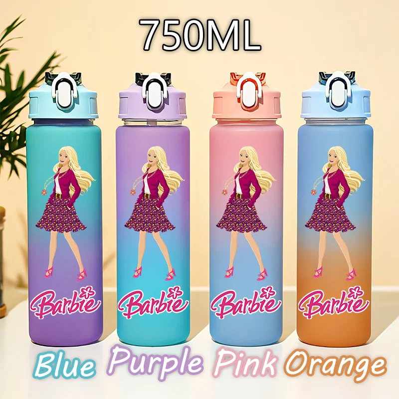 Barbie Millicent Roberts 750ML Water Bottle Sports Portable Gradient Water Cup Student Adult Drinking Water Bottle Holiday Gift