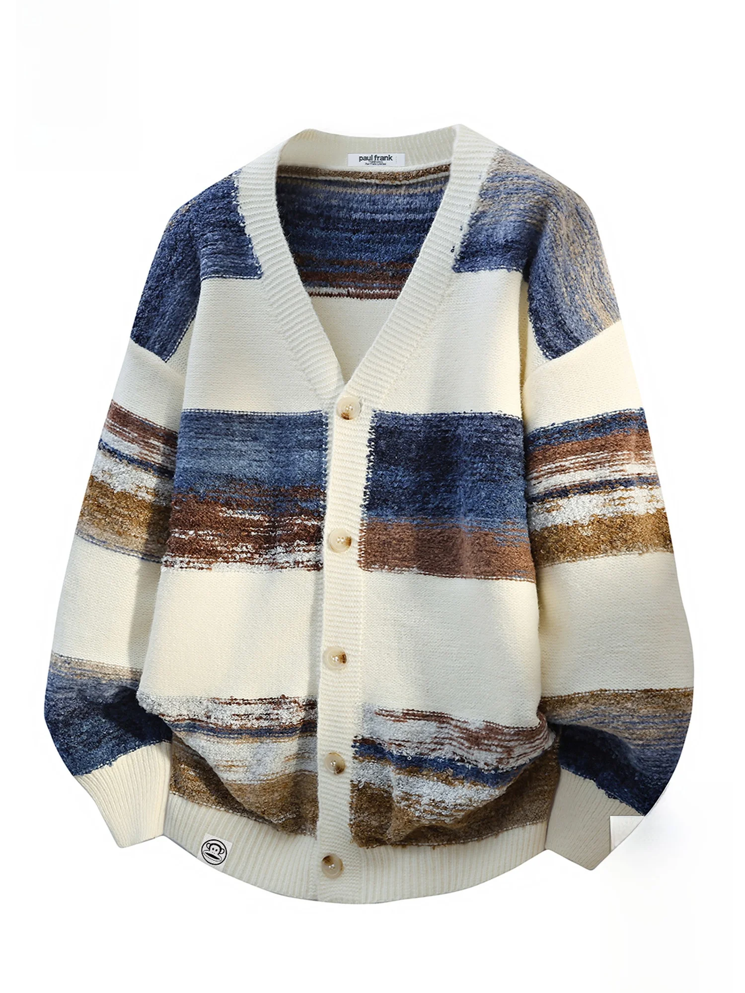 

PaulFrank M V-ne Knitted Sweater Casual Stripe Design Autumn Winter Open-cardigan Coat Comfortable Polyester Blend