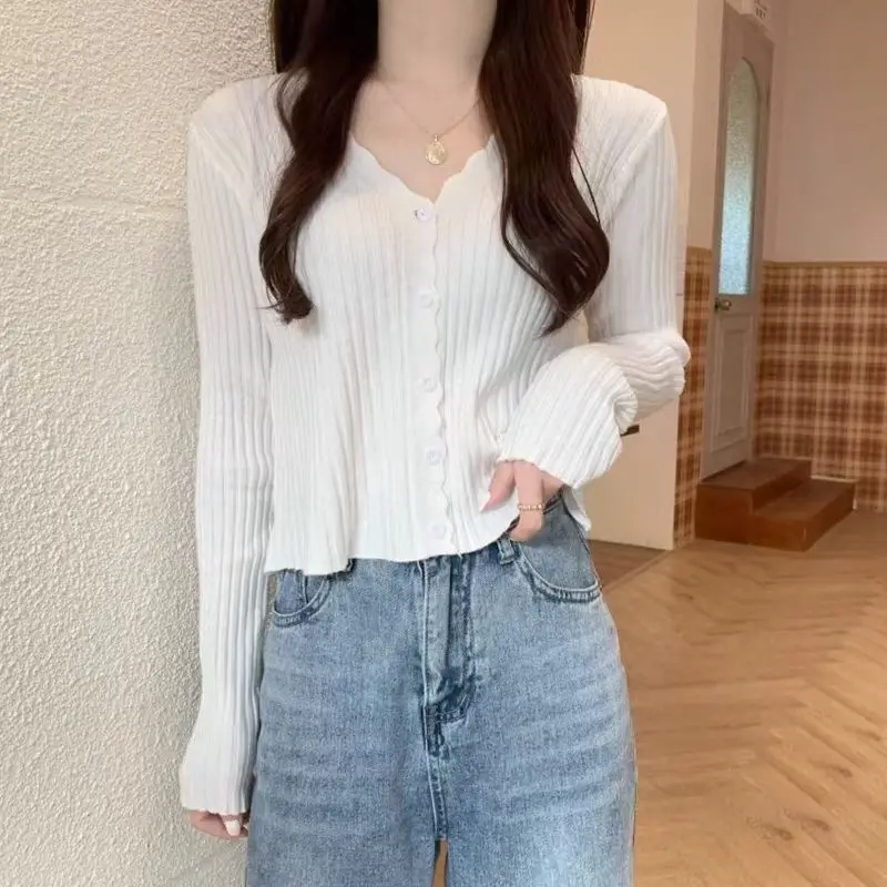 

Spring Autumn New Women Knitted Cardigan V-Neck Long Sleeve Sweater Coat