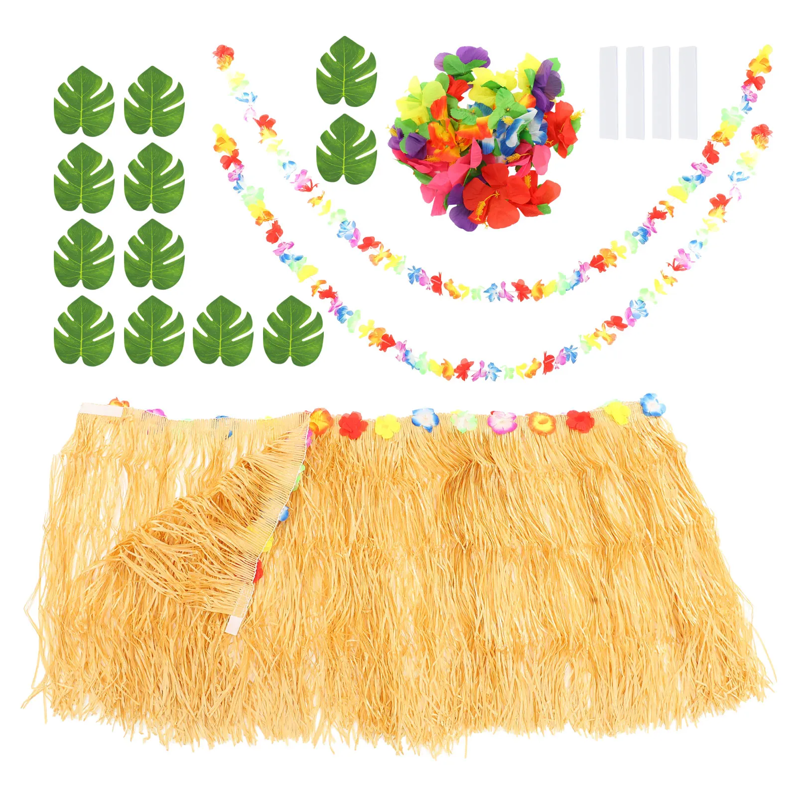 

Hawaiian Party Table Skirt Set Straw Tassel Turtle Leaf Decorations Reusable Quality Material Bright Colors Non Fading Theme