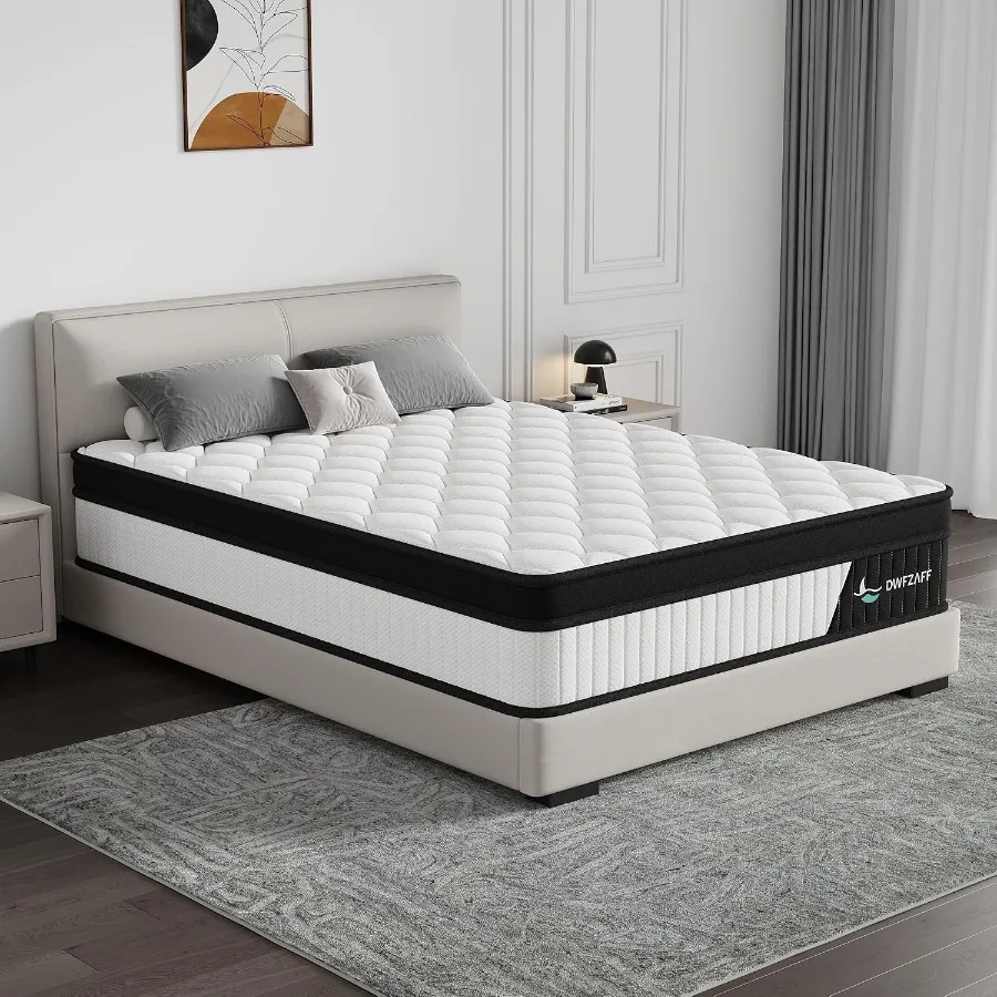 12 Inch Queen Mattress in a BoxWhiteMedium Firm FeelIndividually Wrapped Coils for Motion Isolation and Breathable Fire-Resista