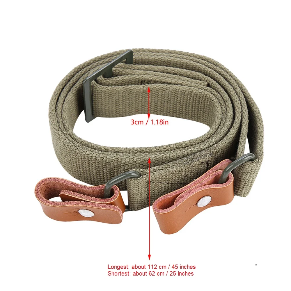 Outdoor Hunting Rifle Sling Rope With Cowhide Gun Rope Technique Adjustable Nylon Fan Seat Belt Double-point Lanyard