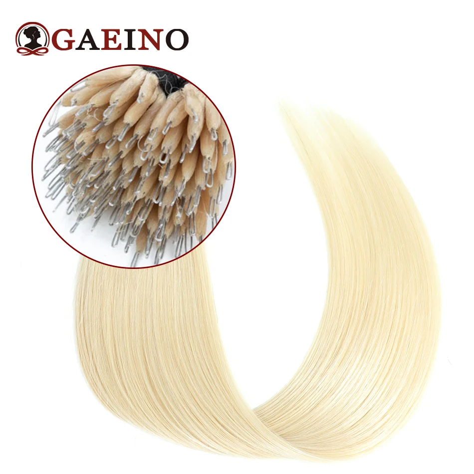 Straight Nano Ring Hair Extensions 12-26Inch 60# Platinum Blonde 100% Real Human Hair Micro Link Hair Extensions 0.8-1G/Pc