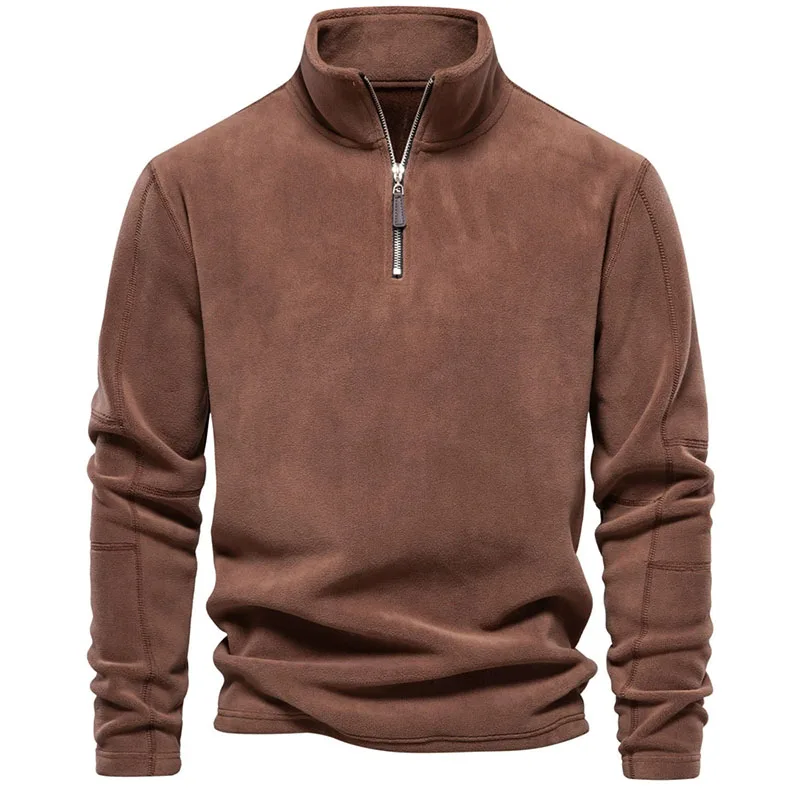 

Men's Thicken Warm Fleece Half-Zip Sweatshirts Casual Comfortable Stand Collar Pullover Outwear Solid Long Sleeve Sweatshirt