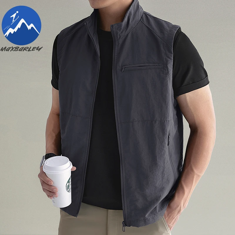 

Maxbarley Leisure Sports Vest Men Gym Training Fitness Sleeveless Jacket 2026 Spring Summer Hiking Camping Work Vests Bike Coat